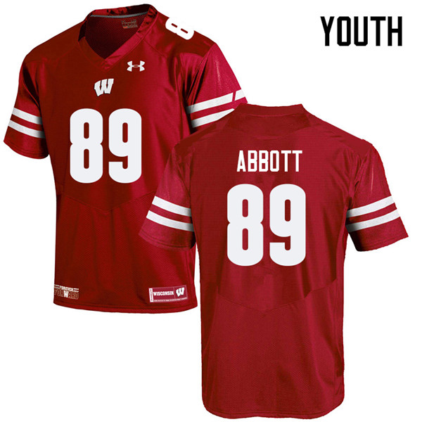Wisconsin Badgers Youth #89 A.J. Abbott NCAA Under Armour Authentic Red College Stitched Football Jersey WC40E83RV